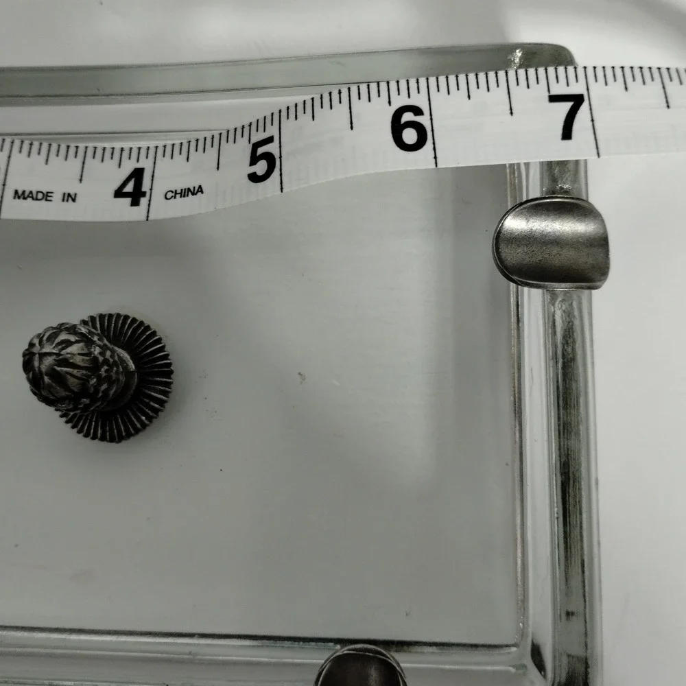 Vintage Glass Ashtray‎ w Metal Cigarette Rests & Acorn Finial Mid Century